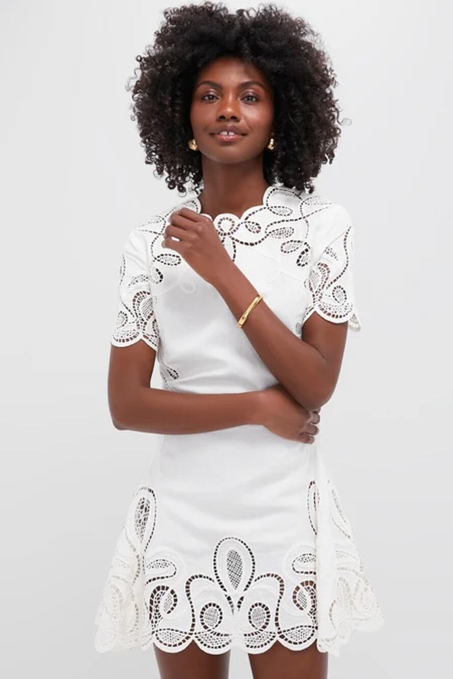 SIMKHAI Ivory Morrigan Short Sleeve Mini Dress Size 0 NWT Retail $595
